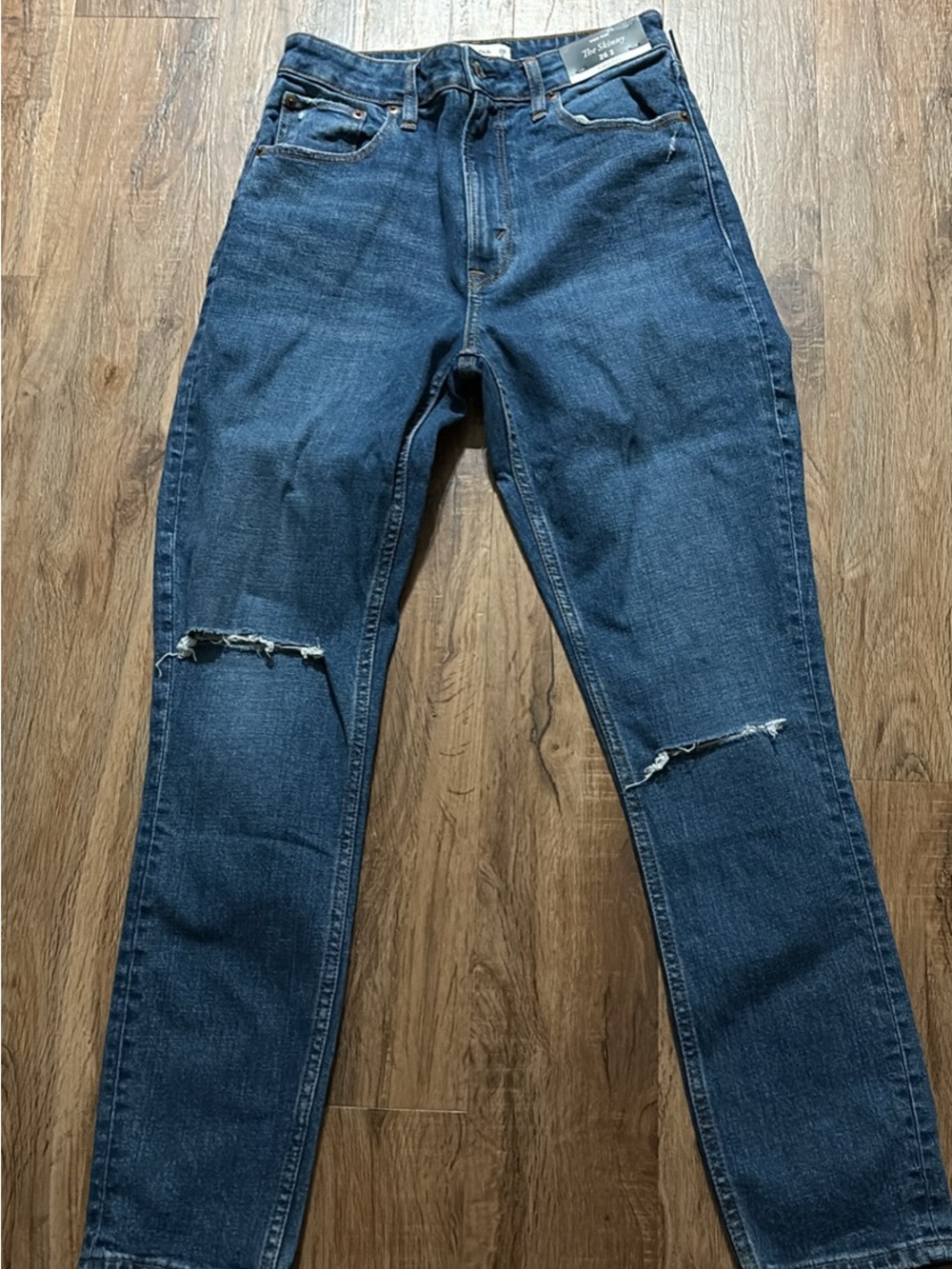 Abercrombie & Fitch Dark Blue Slim Straight Ripped Jeans